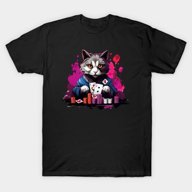 Poker Shirt | Cat Playing Poker T-Shirt by Gawkclothing